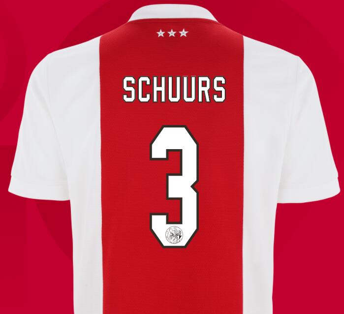 2021/22 Ajax Home Kit Soccer Jersey with Schuurs 3 printing